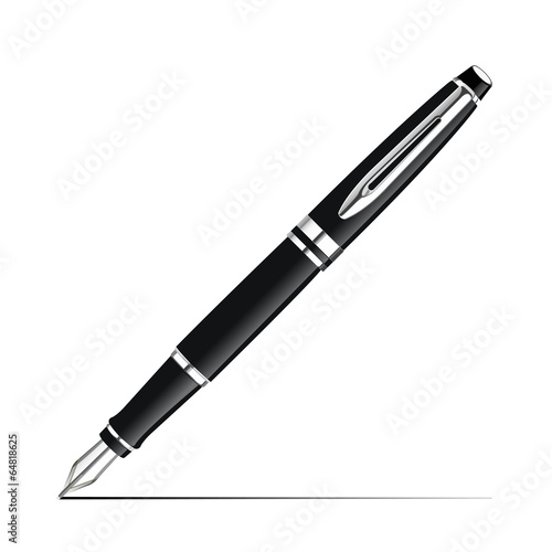 Silver fountain pen isolated on white background
