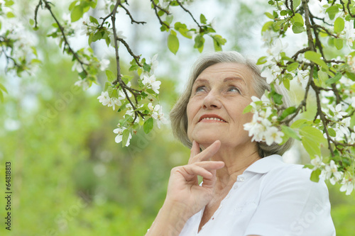 Pensive elderly woman