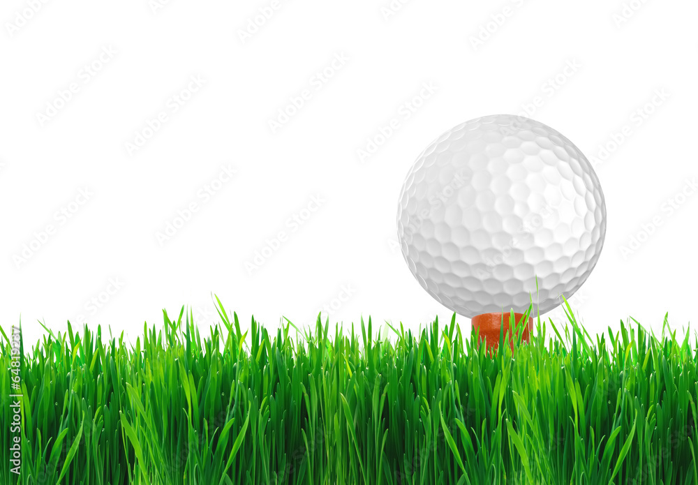 golf ball on the green grass of the golf course golf ball on the green grass of the golf course