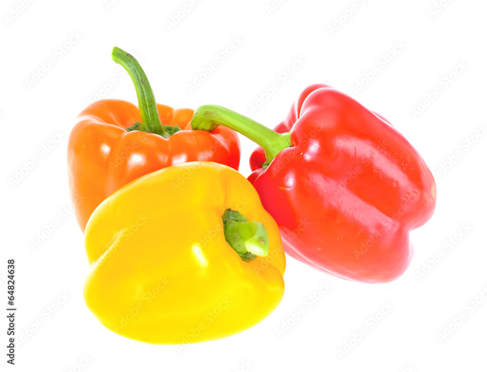 Colored Fresh Sweet Pepper Isolated on White Background Colored Fresh Sweet Pepper Isolated on White Background