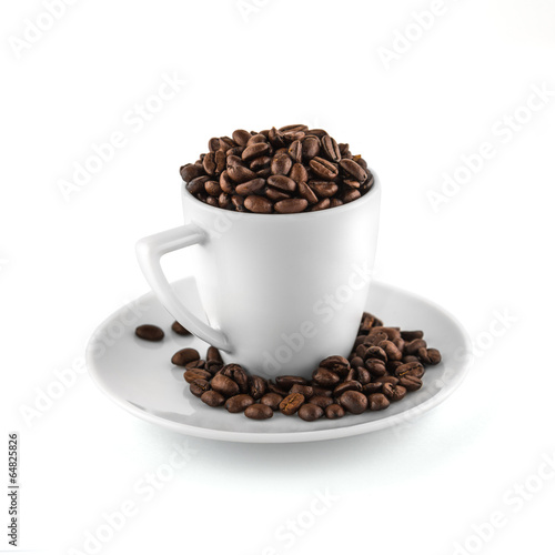 Coffee cup with full of coffee beans