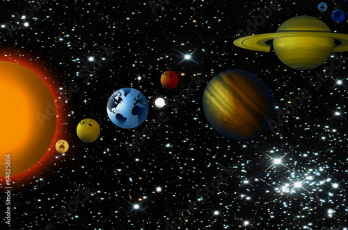 Fototapeta Naklejka Na Ścianę i Meble -  Planetas, sol, estrellas