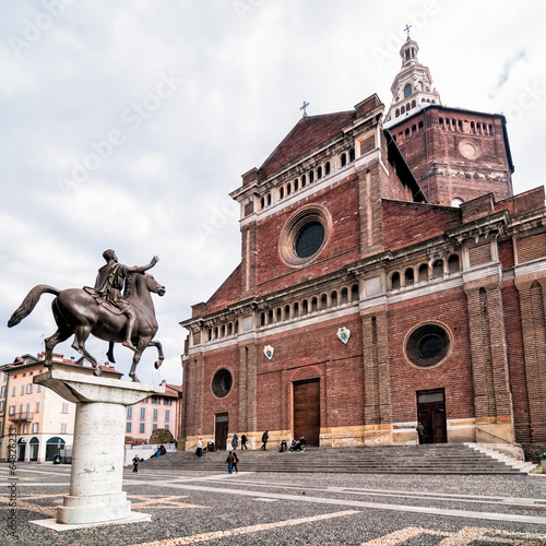 Photography Statue of Reggisole and Cathedral of Pavia, Italy