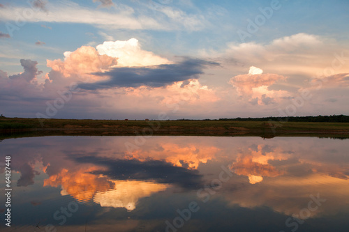 Reflection of colorful clouds