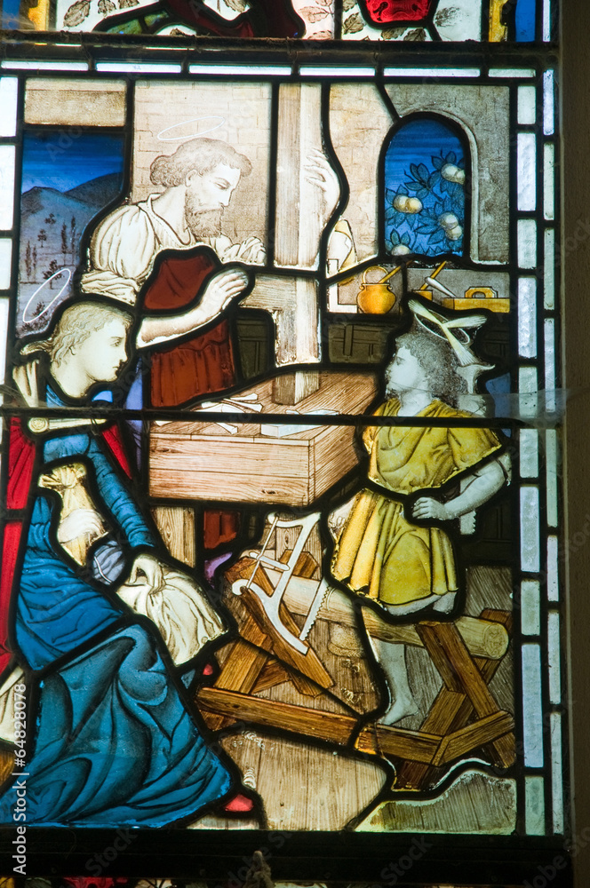 Stained glass - Joseph working as a Carpenter