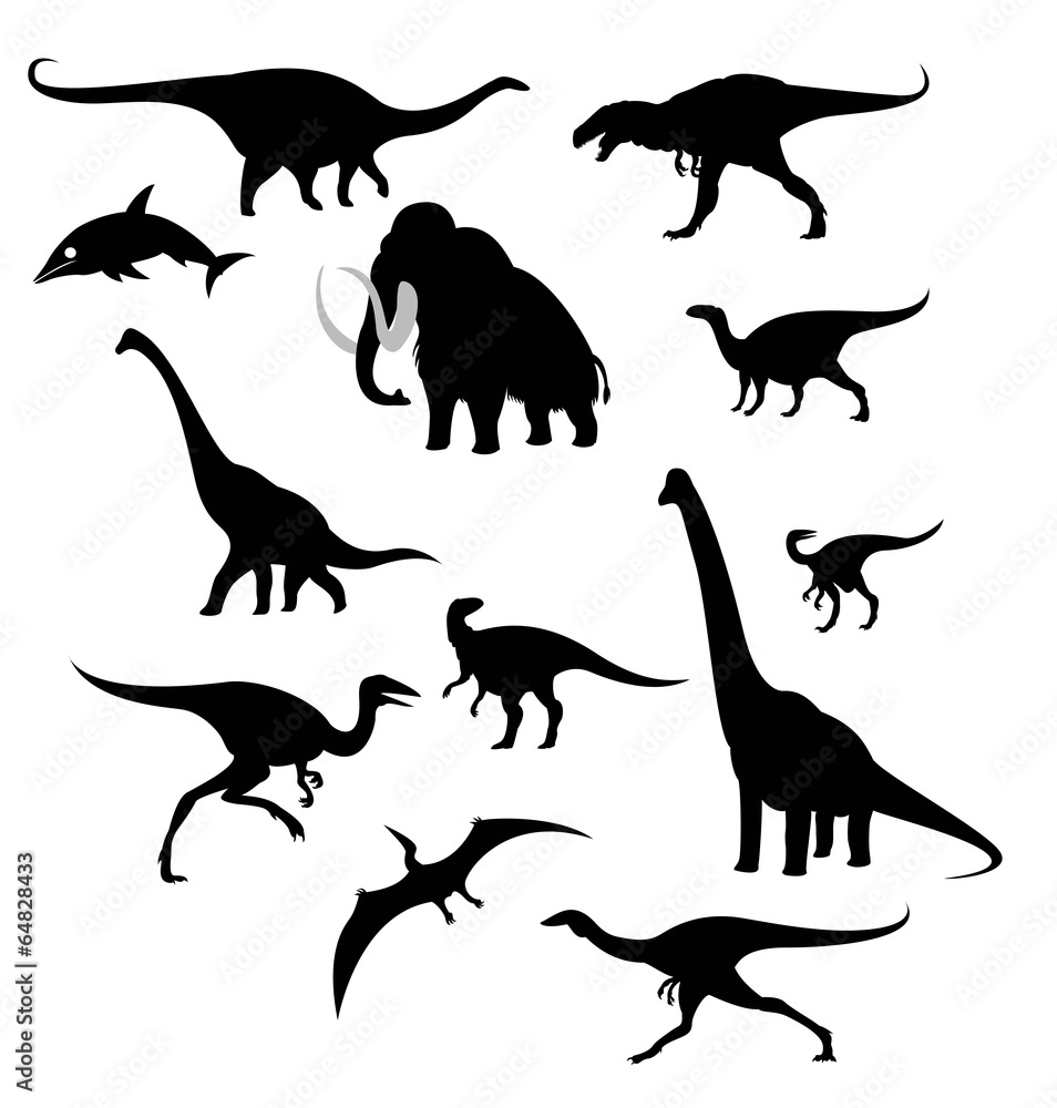 Silhouettes of prehistoric animals