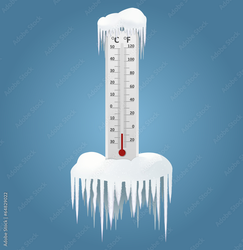 Frozen thermometer - obrazy, fototapety, plakaty 