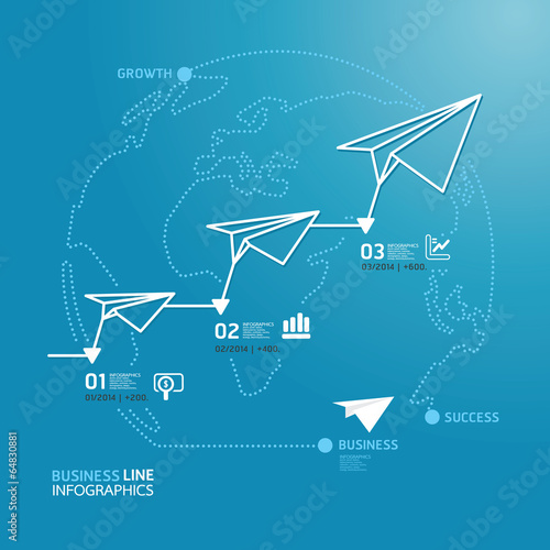  business diagram paper airplanes line style  template  / can be