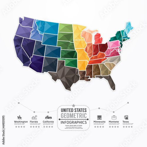 United states Map Infographic Template geometric concept banner.