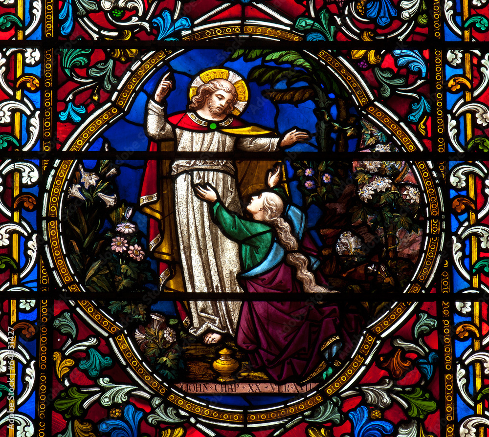 Jesus and Mary Magdalene in stained glass
