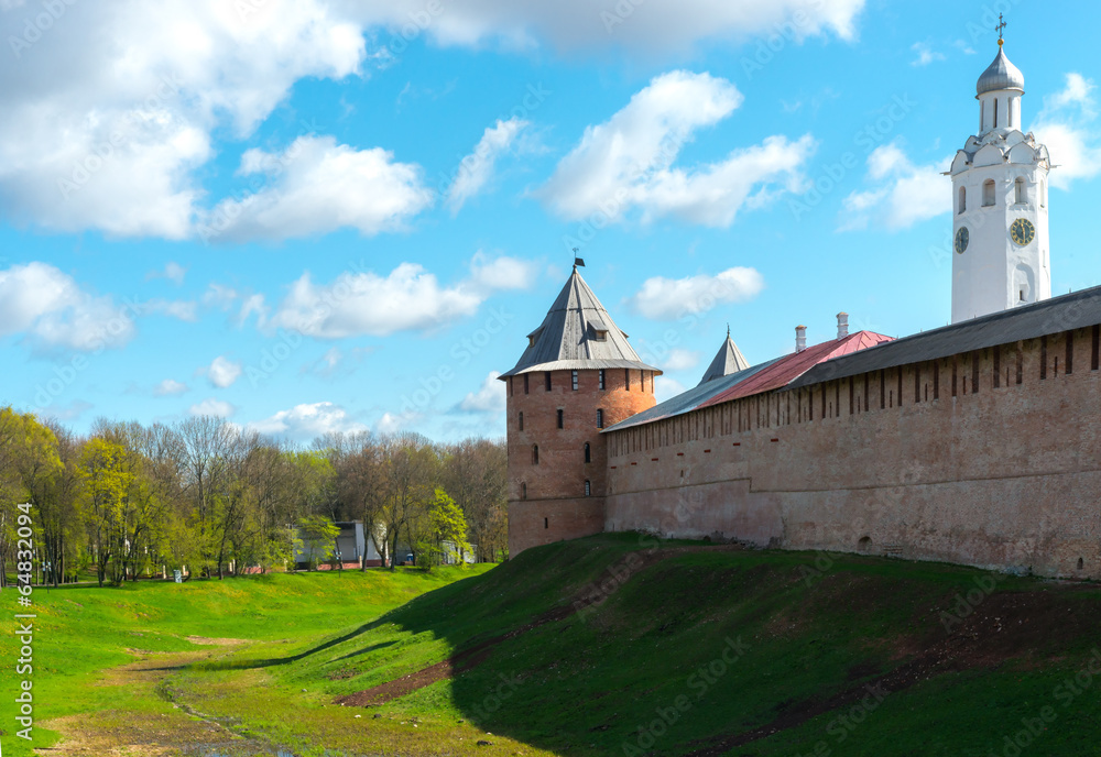 medieval tower of the Kremlin in Veliky Novgorod