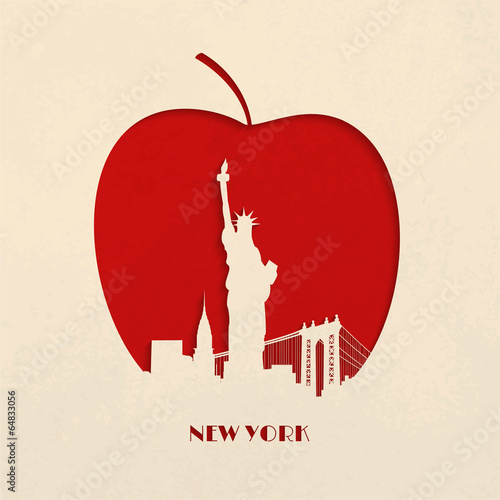 Cut-out silhouette of Big Apple New York