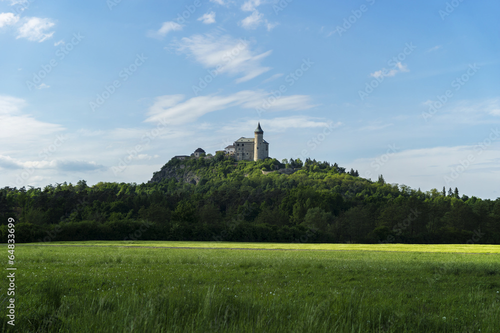 Naklejka premium Kuneticka Castle Mountain as seen from the Elbe