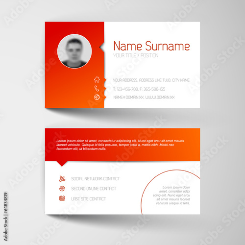Modern white and red business card template