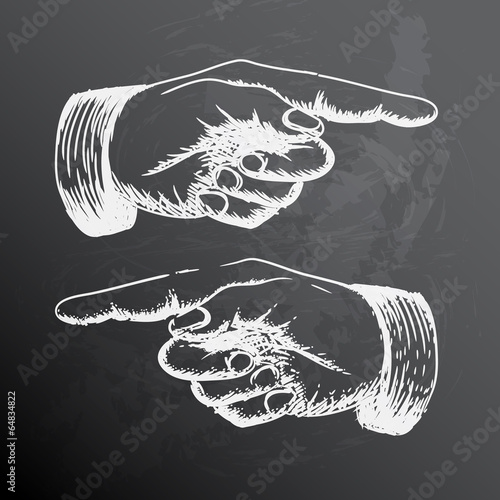 Vector retro Vintage pointing hand drawing