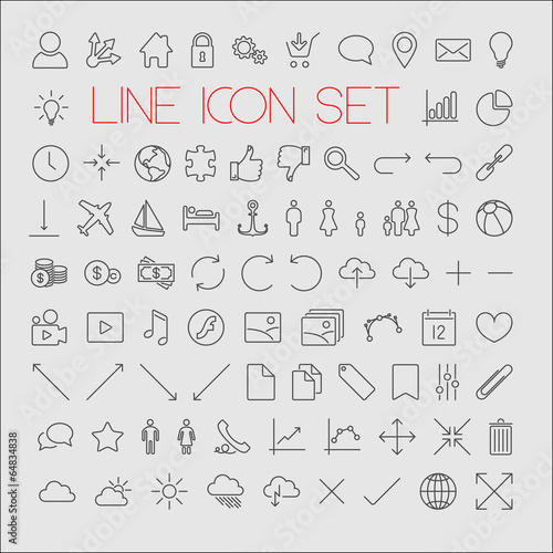 Big modern thin line icon set
