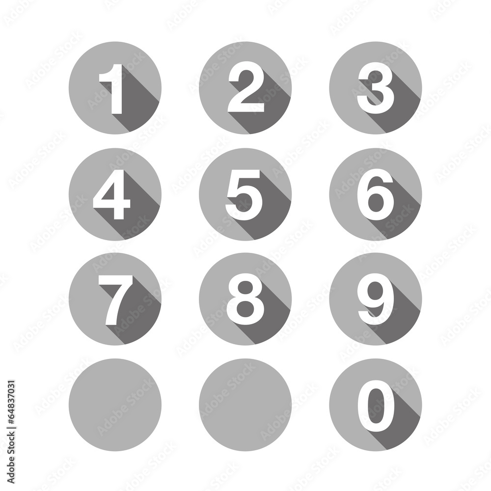 Numbers set grey. Vector flat design Numbers set grey. Vector flat design