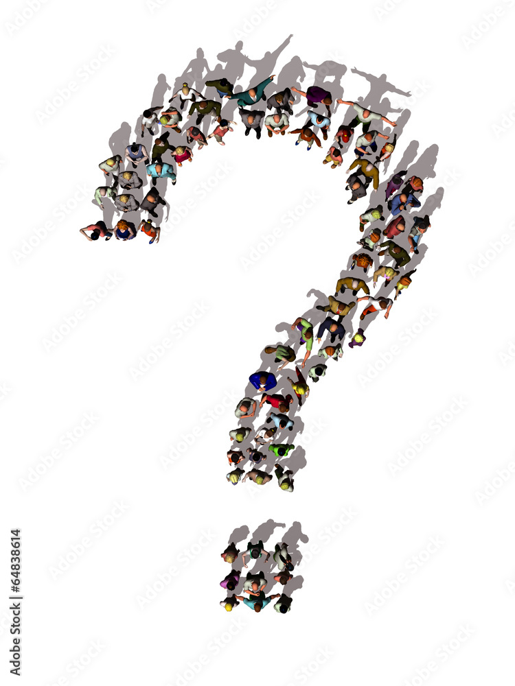 people forming a question mark people forming a question mark