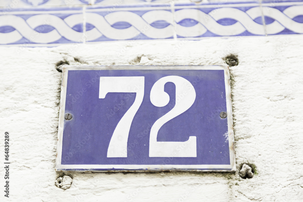 Number seventy-two on a wall Number seventy-two on a wall