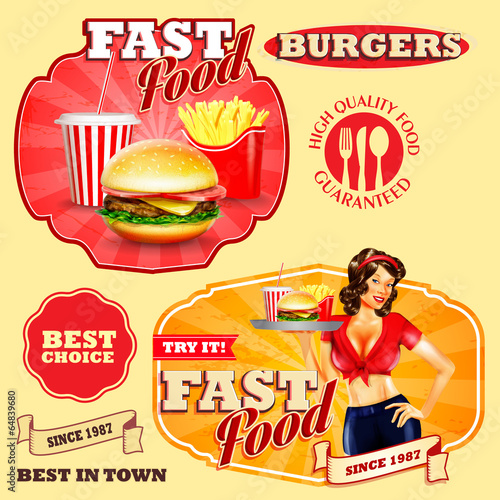 badges and stickers  for fast food