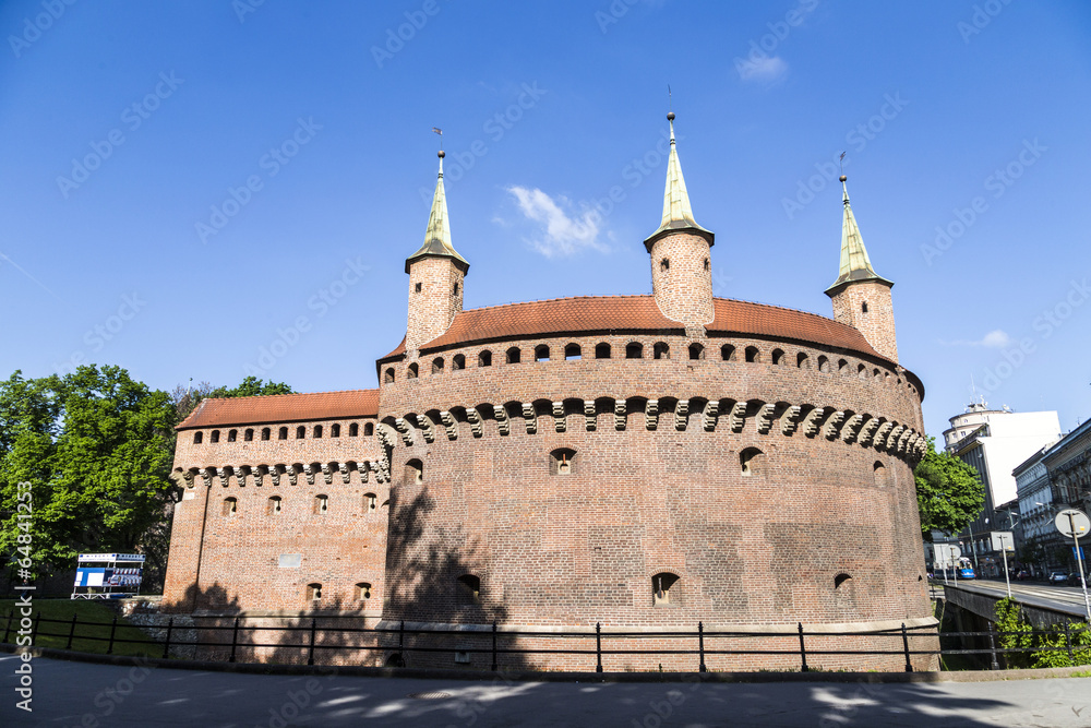 Cracow barbican - medieval fortifcation at city walls, Poland