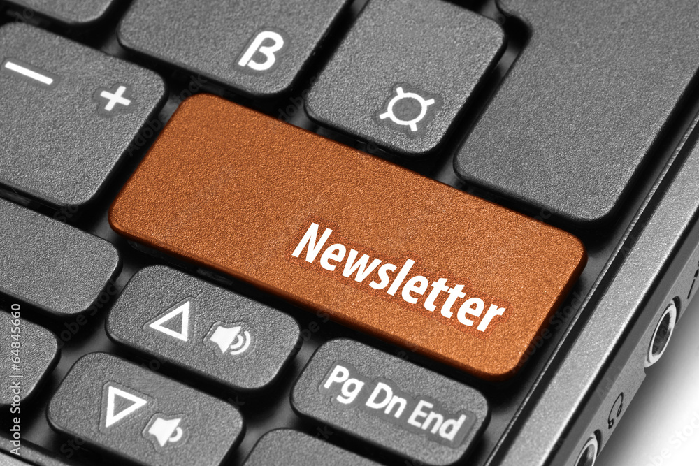 Newsletter. Orange hot key on computer keyboard Newsletter. Orange hot key on computer keyboard