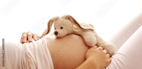 pregnant woman on a white background