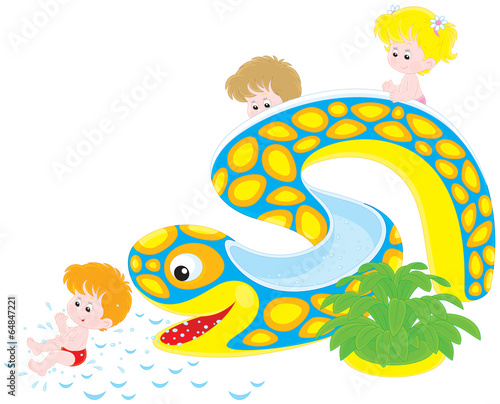 Children on a waterslide