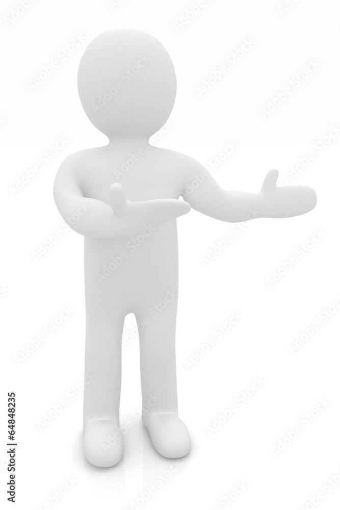 Happy 3d business man showing copy space, isolated on white Happy 3d business man showing copy space, isolated on white