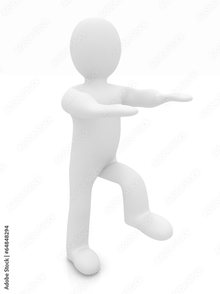 3d personage on white background. Starting series: stretching be 3d personage on white background. Starting series: stretching be