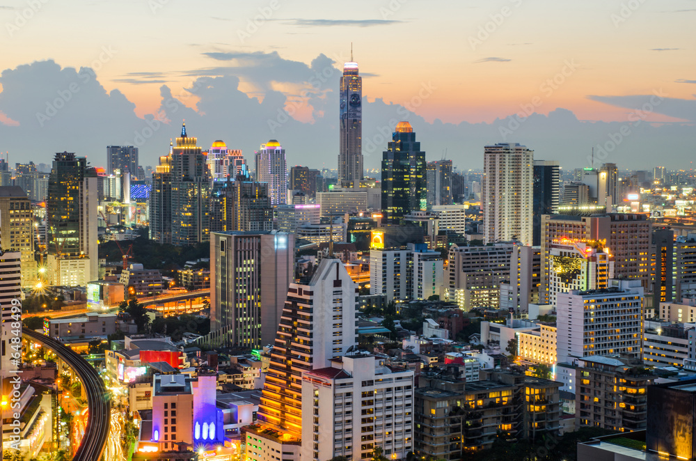 Fototapeta premium Bangkok Central Business District (CBD) at night