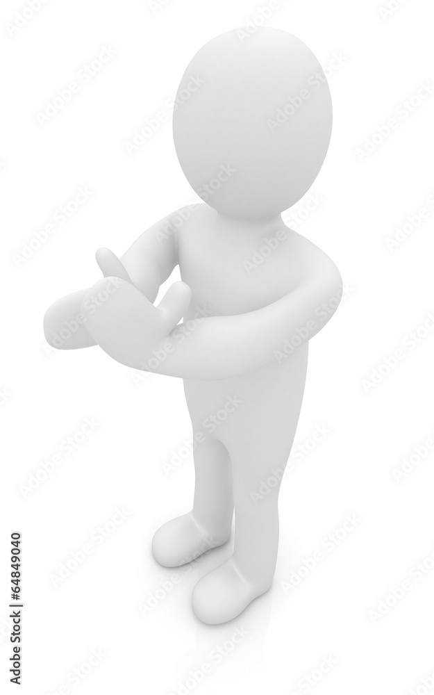 3d man isolated on white. Series: human emotions - clapping 3d man isolated on white. Series: human emotions - clapping
