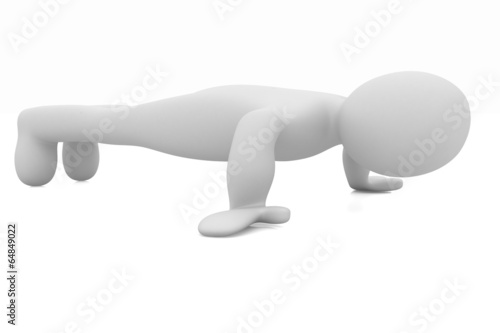 3d man isolated on white. Series: morning exercises - making pus