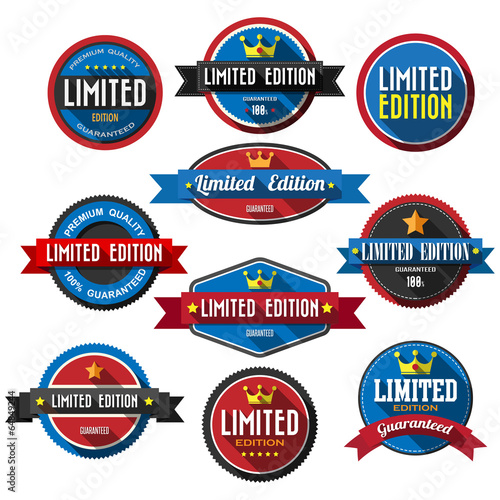 Set of retro vintage badges and labels with long shadow.