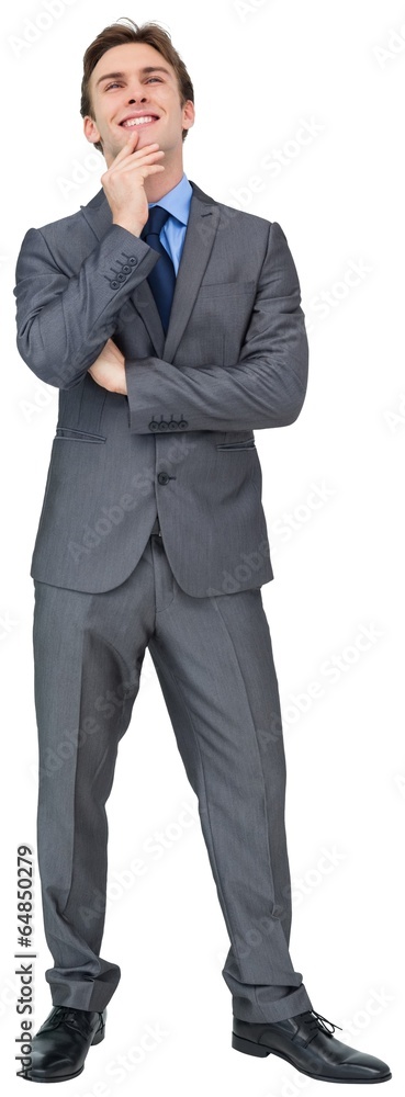 Thinking young businessman in grey suit Thinking young businessman in grey suit