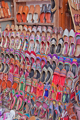 Shoes displayed in an Indian market