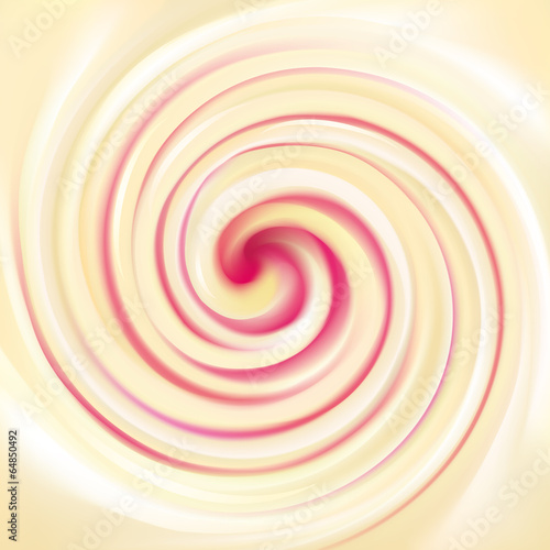 Vector background of swirling texture dairy cream with raspberry