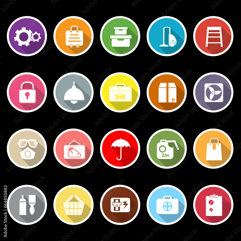 Home storage icons with long shadow Home storage icons with long shadow