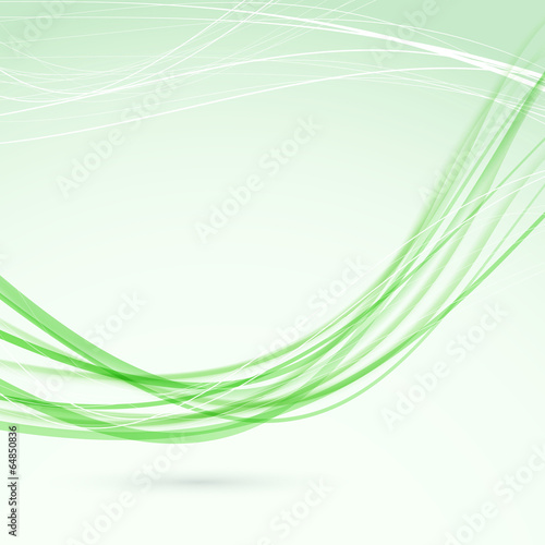 Green abstract wave lines modern flyer