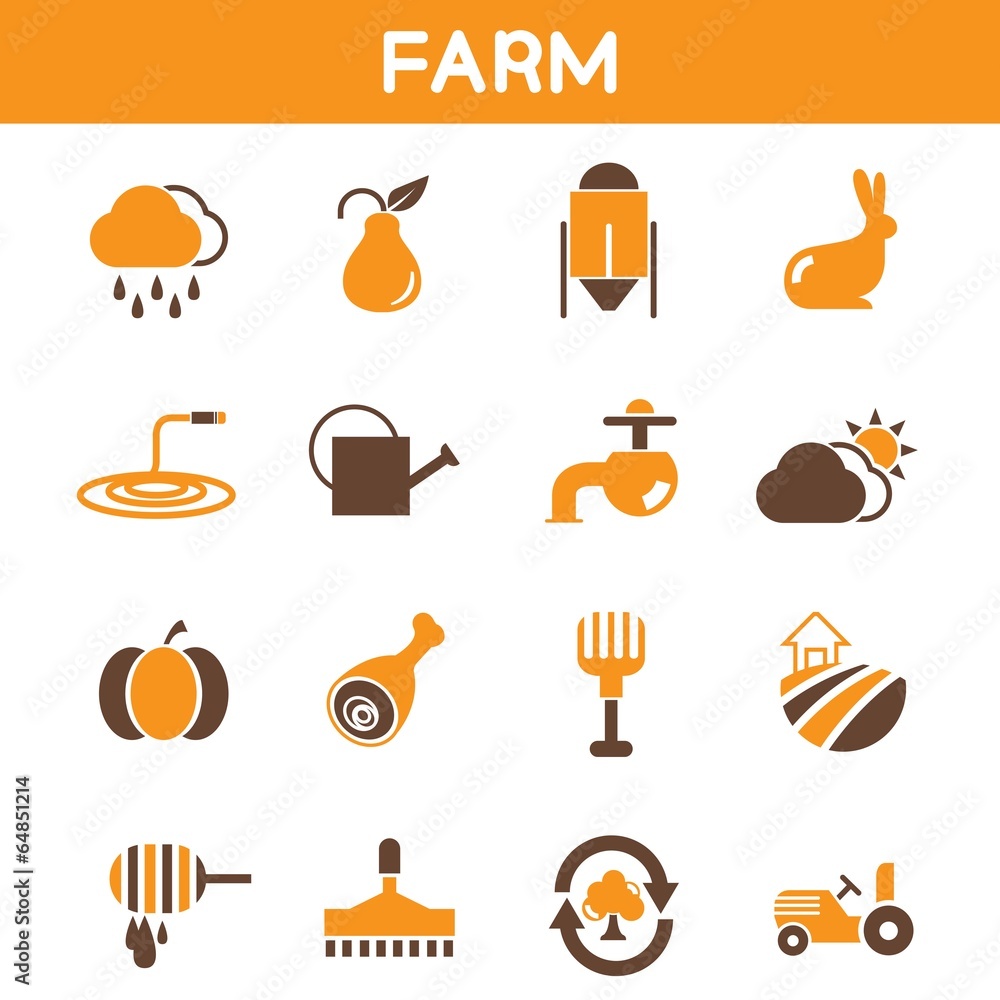 Fototapeta premium farm icons, orange color theme