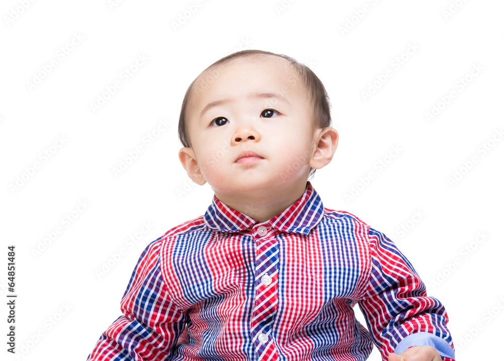 Asian baby boy looking up Asian baby boy looking up