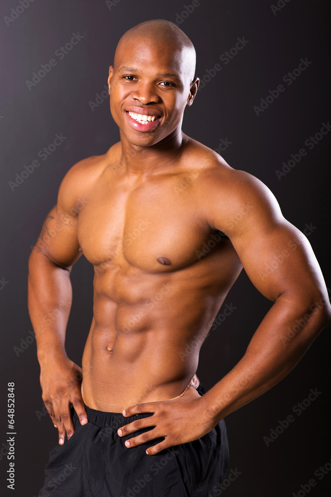 young afro american bodybuilder