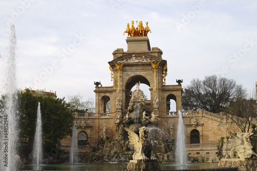 Fountain in city park. Barcelona. Spain