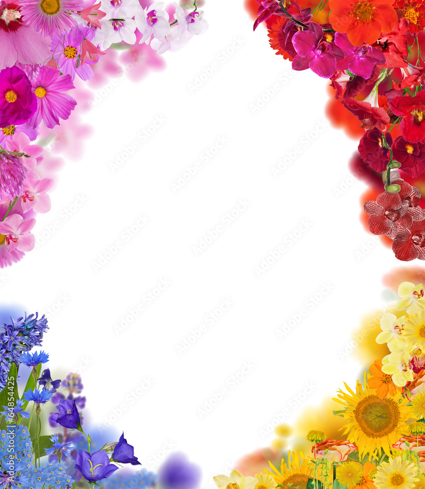 set of four flower corners isolated on white set of four flower corners isolated on white