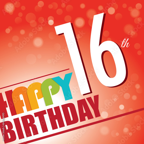 16th Birthday retro party invite/template.Bright/colorful