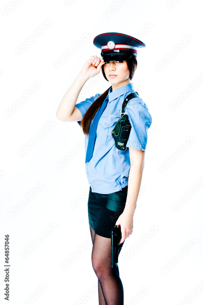 young and beautiful woman in police uniform young and beautiful woman in police uniform
