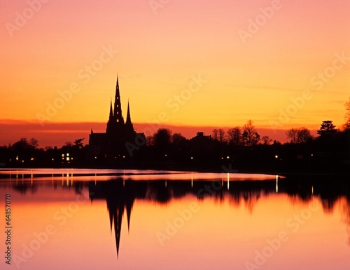 Cathedral at sunset, Lichfield, England © Arena Photo UK