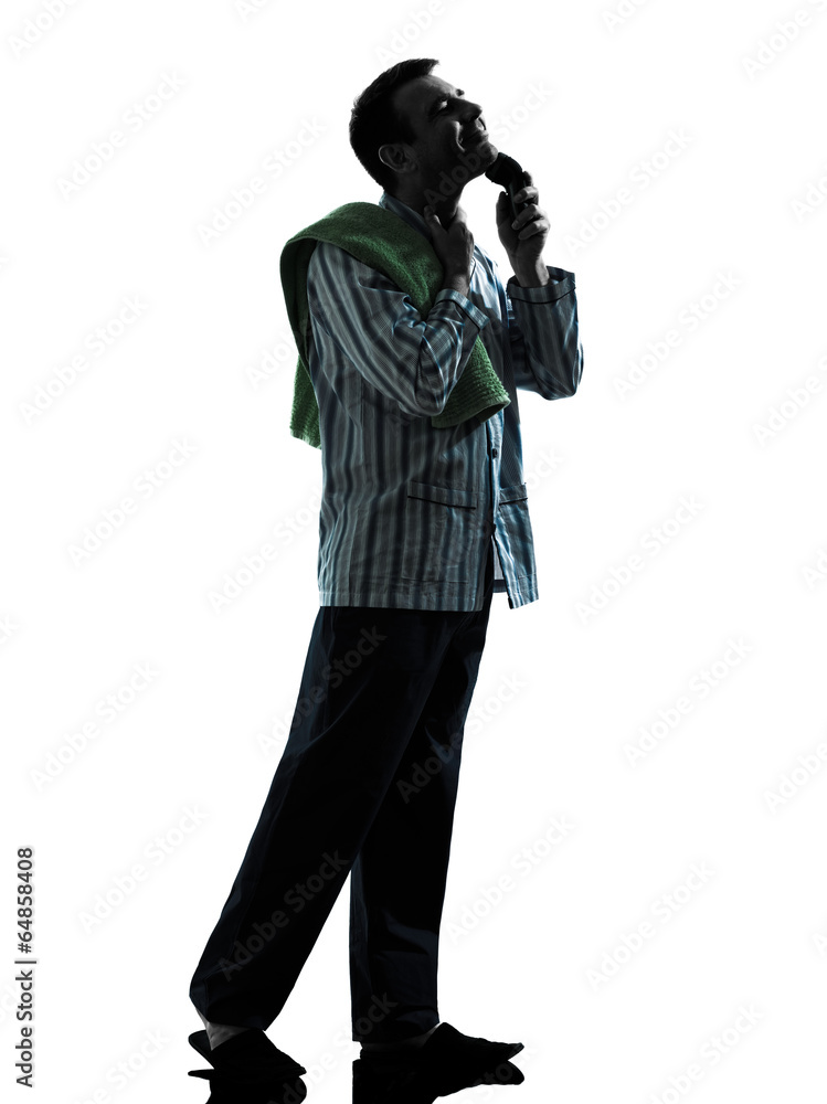man pajamas grooming shaving silhouettes man pajamas grooming shaving silhouettes