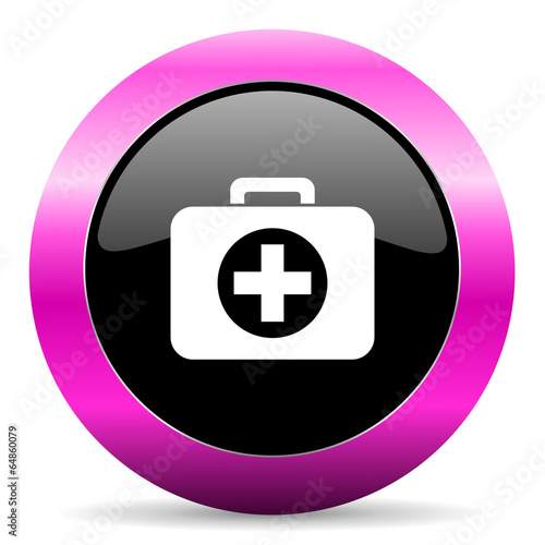 first aid pink glossy icon