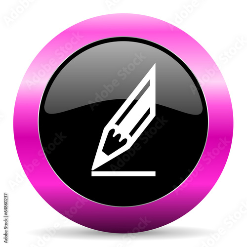 pencil pink glossy icon